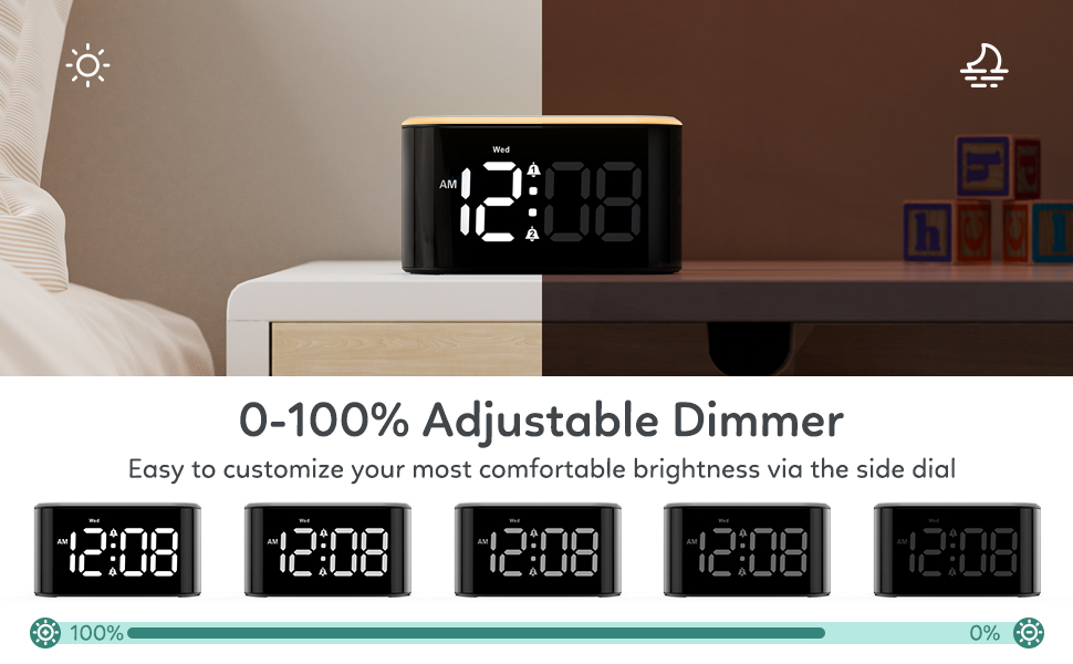 Odokee Digital Dual Alarm Clock for Kids Bedroom 7 Color