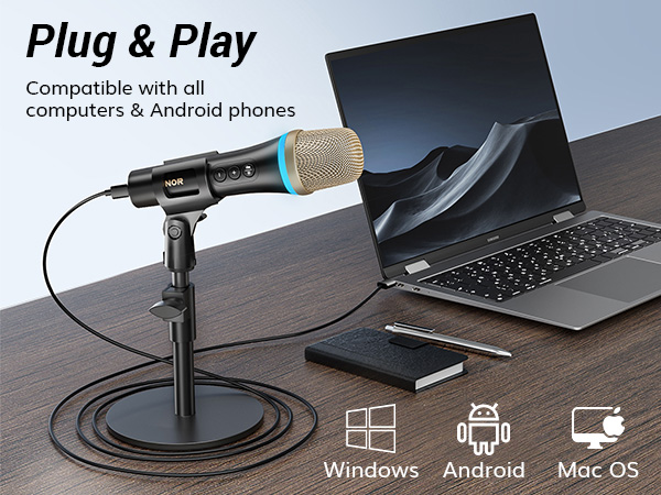 Vibrant RGB lighting USB/Type C dynamic microphone for PC.