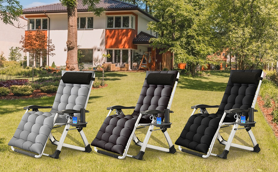 Zero Gravity Chair, Sun Loungers with Removable Cushion Pad