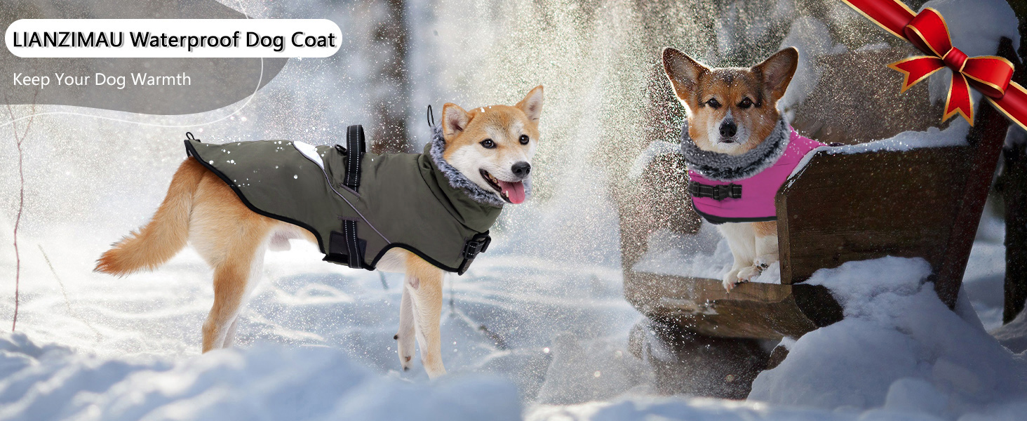 LIANZIMAU Dog Winter Coat Waterproof Dog Jacket with