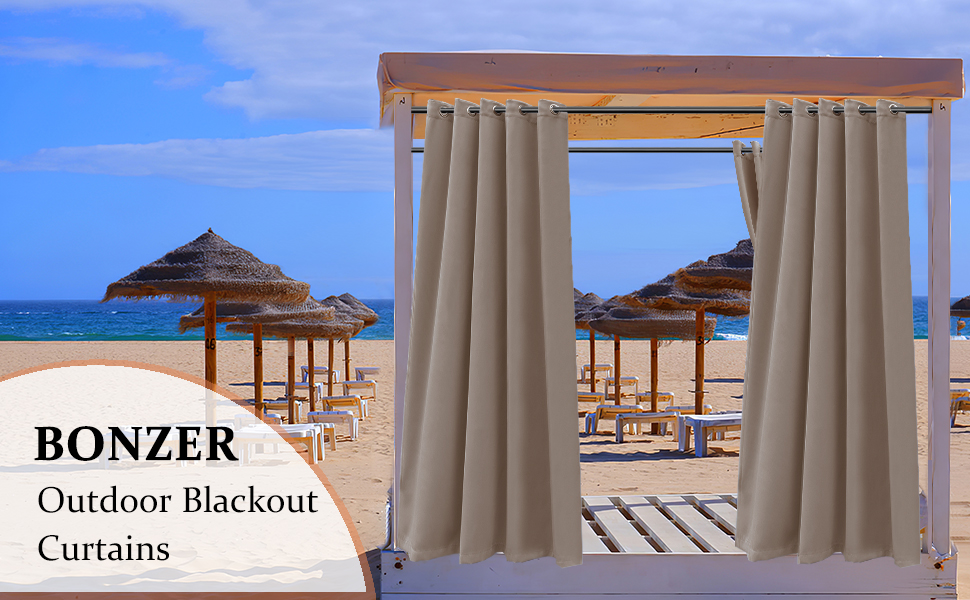 BONZER Waterproof Indoor/Outdoor Curtains for Patio