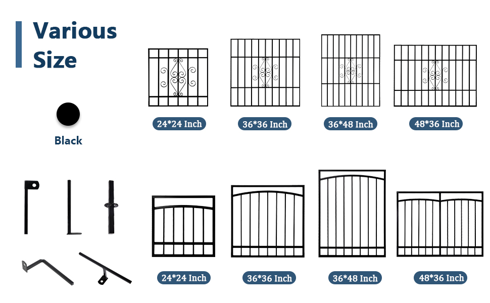 24in x 24in Black Magnum HeavyDuty Window Bars Safety Guards for