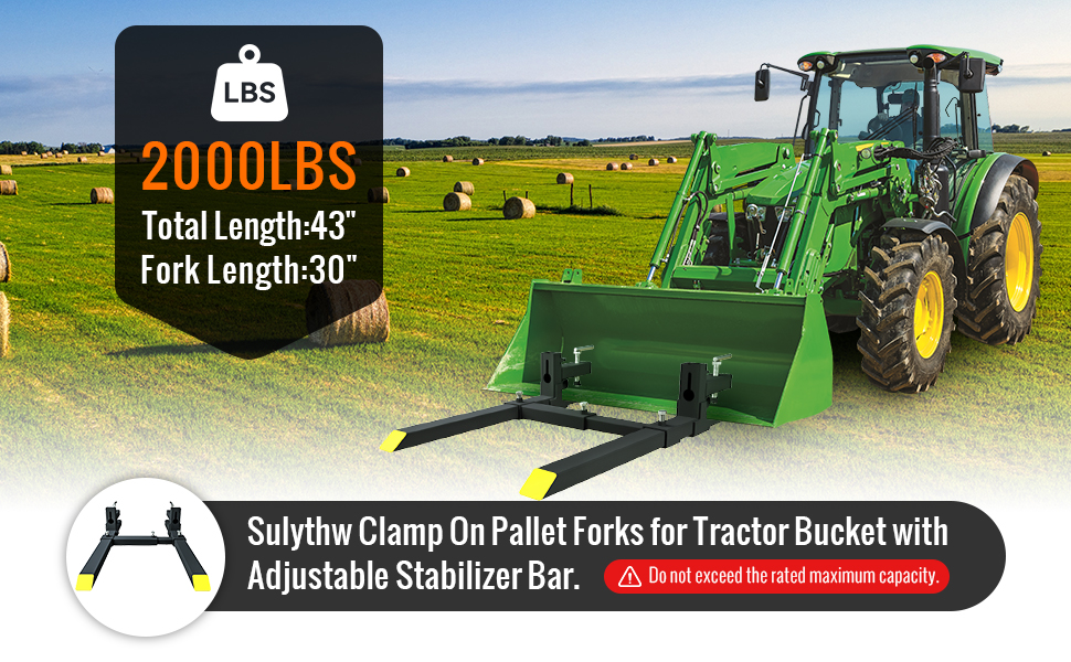 Sulythw Clamp On Pallet Forks, 43” Total Length 2000lbs