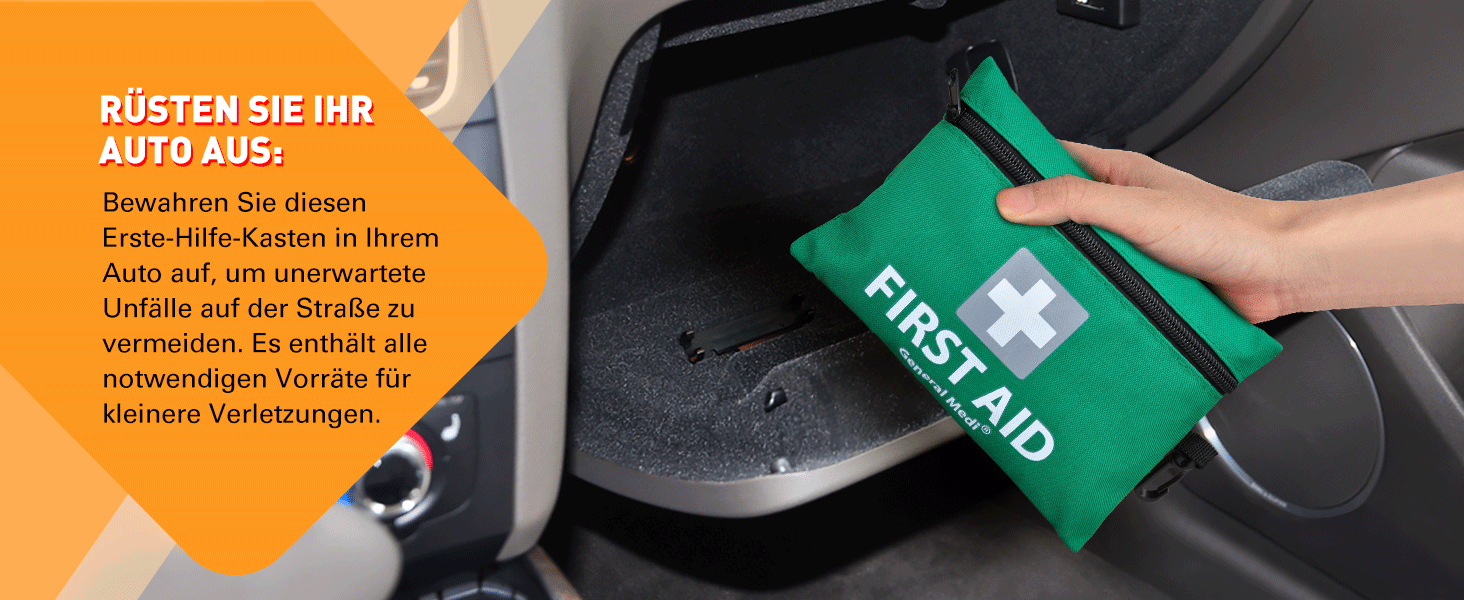 General Medi Erste Hilfe Set 92teiliges Premium ErsteHilfeSet für Haus, Auto, Reise, Büro