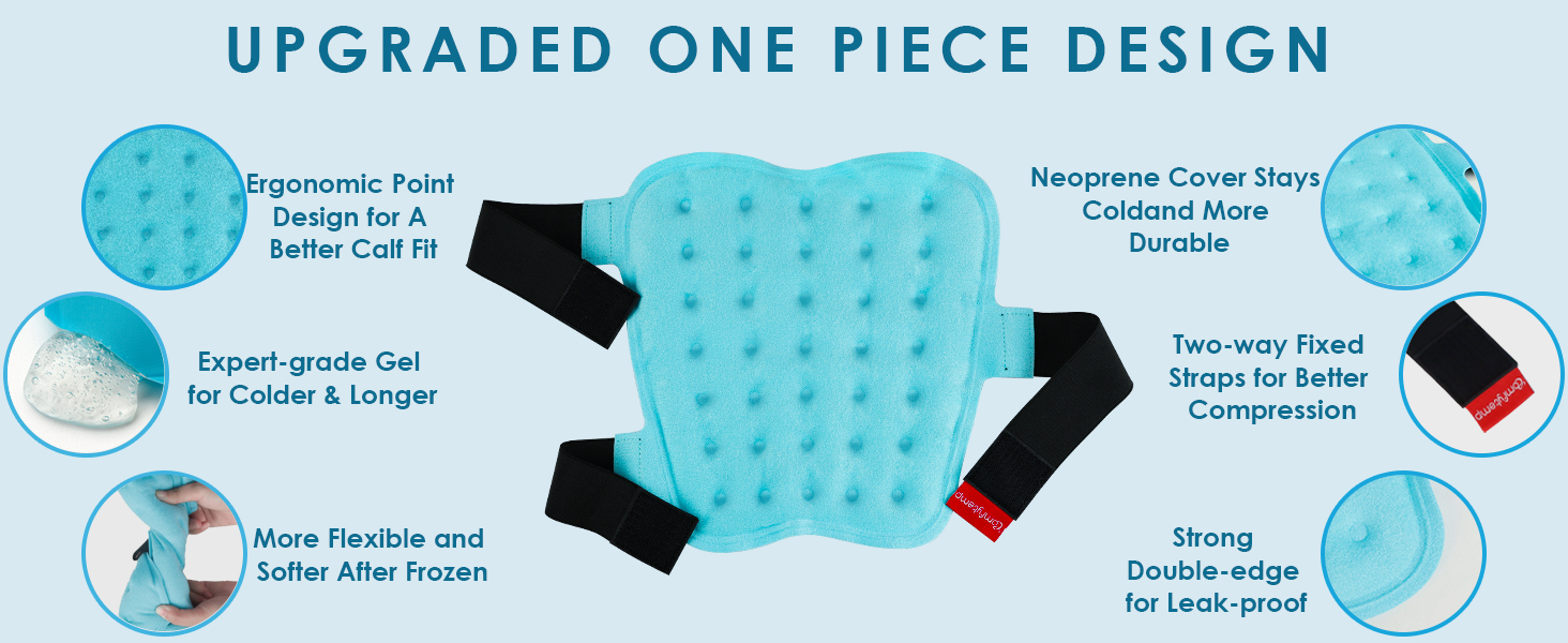 Comfytemp Leg Ice Pack Wrap (2 Packs), Reusable Shin Splints Ice Pack