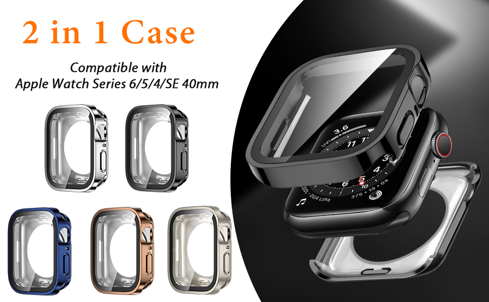 Amizee 2 in 1 Case [2Pack] Compatible with Apple Watch Series 6 SE Series 5 Series
