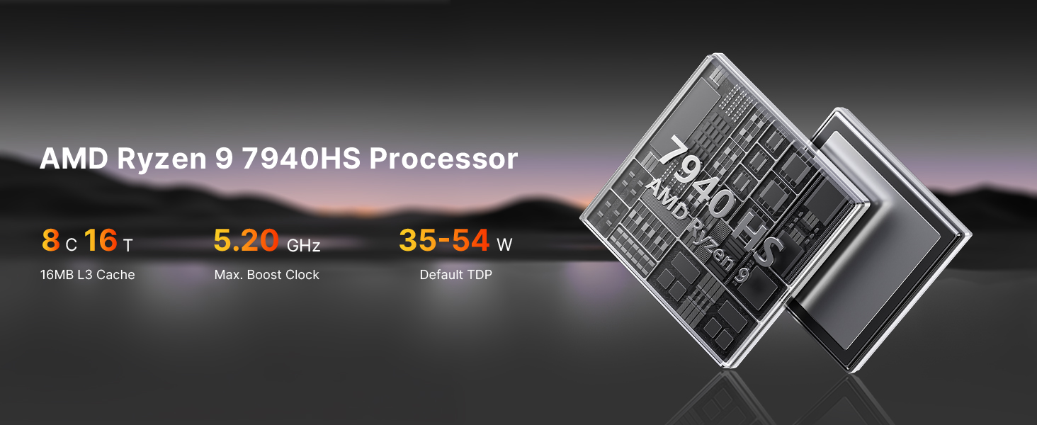 BOSGAME M2 Dual Channel Speaker Gaming Mini PC Ryzen 9 7940HS (8C/16T