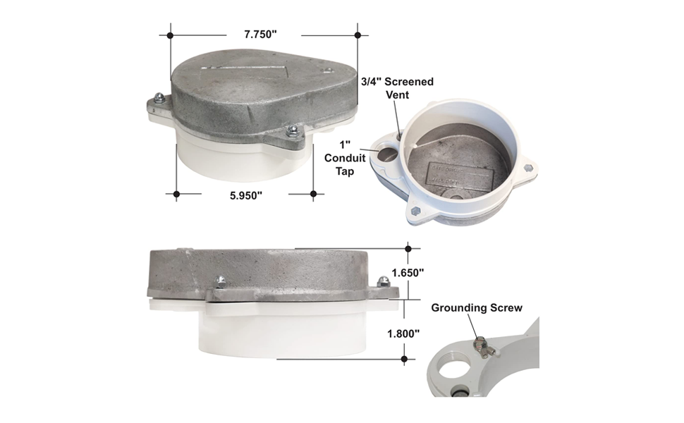 Merrill MFG 5" Watertight Sanitary Aluminum, ABS well cap