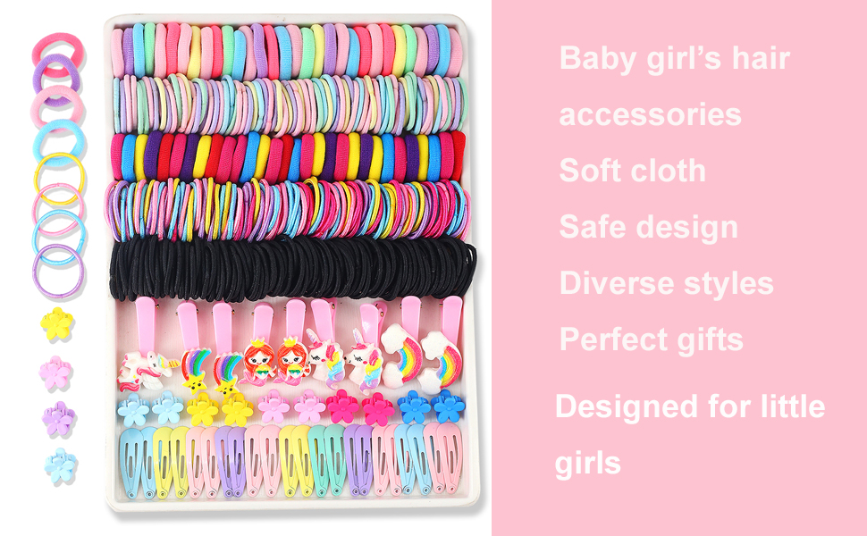 Haar-Zubehör-Set für Mädchen, Bonbonfarben, Nylon-Haargummis, elastische Pferdeschwanz-Halter