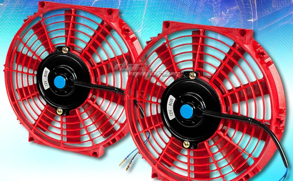 DNA Motoring RAF10RD+FMKX2 2Pcs 10" Inch Electric Radiator Cooling