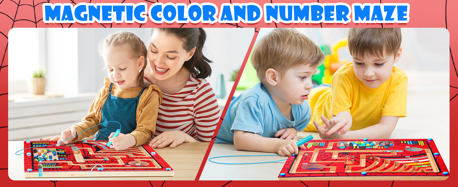 Spider Color and Number Maze,Montessori Toy for 2