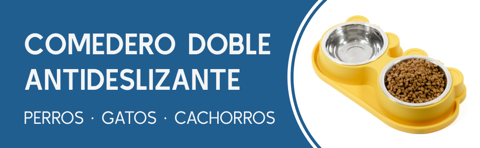 comedero doble antideslizante para perros, gatos y cachorros