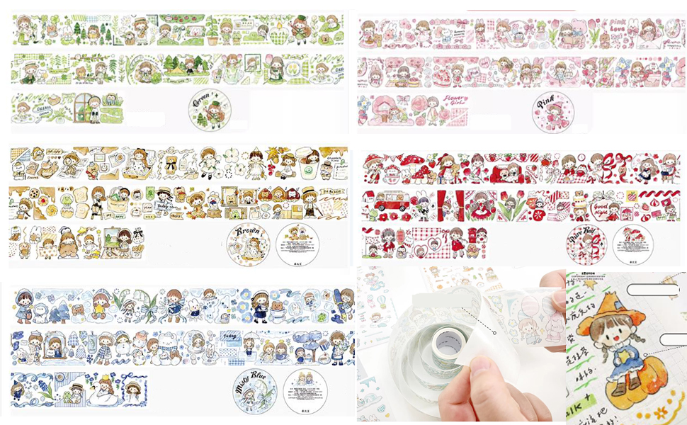 【ピグレット】マスキングテープ 人物マステ 巻売り 和紙 17個まとめ売り MDS BtoB |#シール堂 マスキングテープ 日々是和紙てーぷ だるま