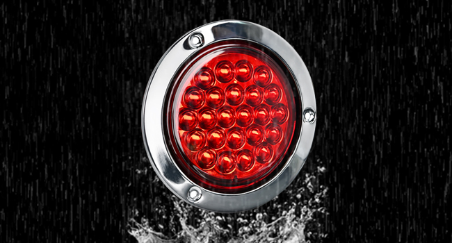 round tail light 4Inch 24LED red brake turn signals lights with Stainless Steel Chrome Bezel