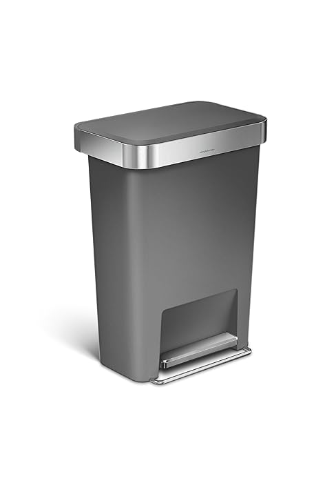 Simplehuman 45L Rectangular Plastic Liner Rim Kitchen Trash Can
