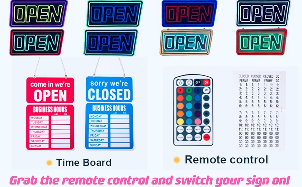 Amazon.com : TZEXTZE LED Open Signs, RGB Color Changing Open Neon Sign ...