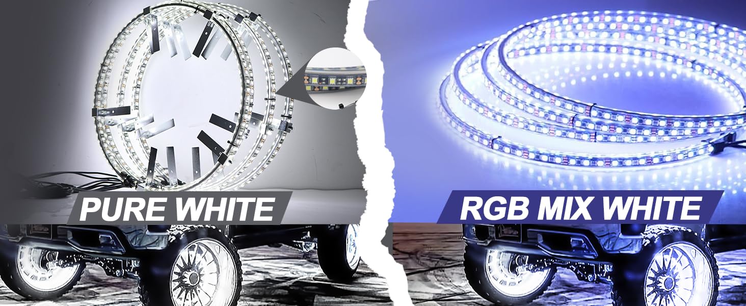 Pure White Wheel Lights LED Wheel Ring Lights for Trucks Cars SUV Pickup Vehicles Offroad