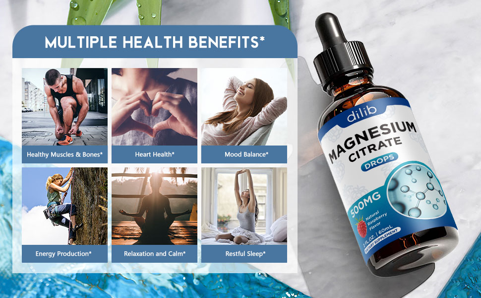 Magnesium Citrate Liquid Magnesium Drops Supplement 500mgSupport Stress Relief
