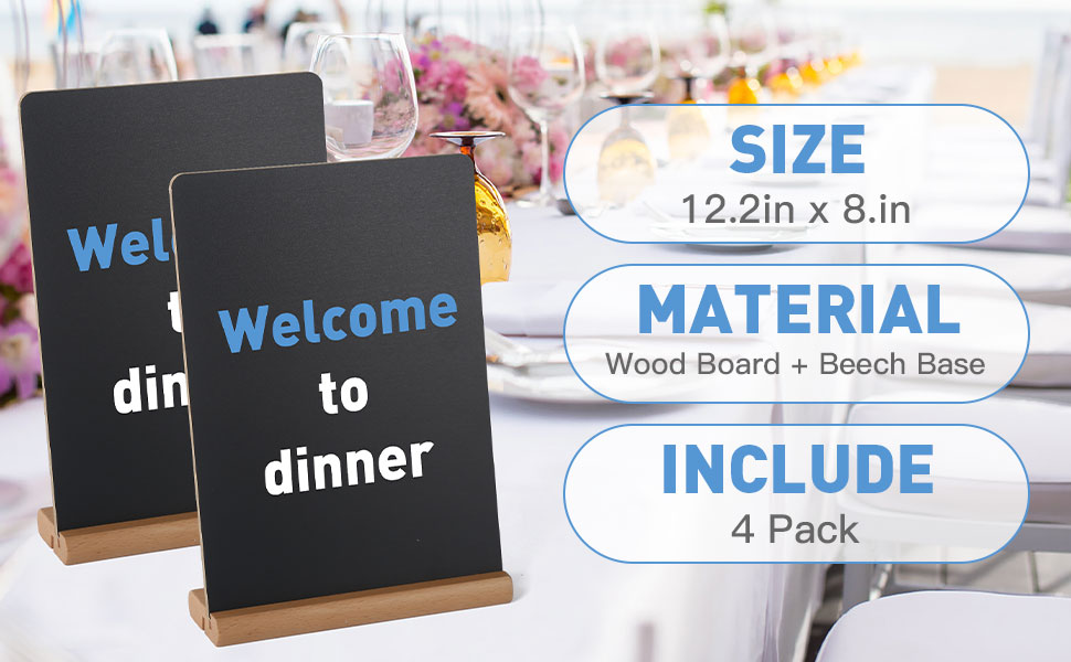 BESTOOL 4 Pack Chalkboard Signs, Vintage Wooden Tabletop Chalk Boards