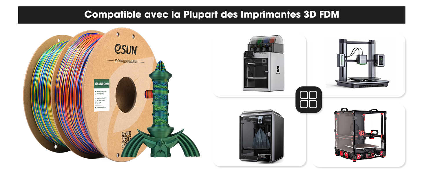 Filament PLA multicolore pour imprimante 3d