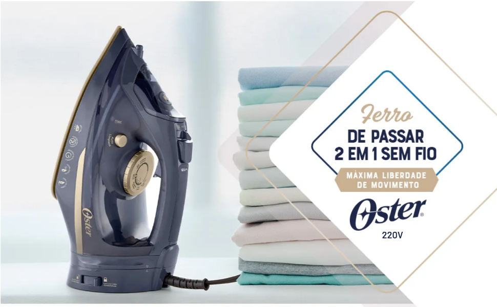 Ferro de Passar Oster, 2 em 1, Sem Fio
