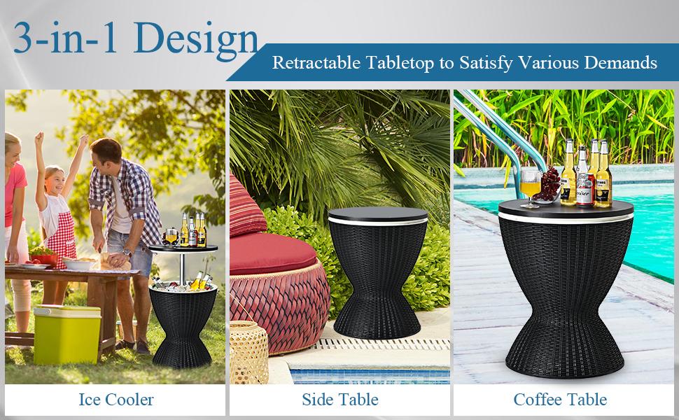 Giantex Cool Bar Table, 8 Gallon Beer and Wine Cooler, Rattan Style