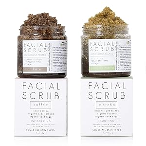 Natural exfoliating facial scrub (Coffee and Matcha)