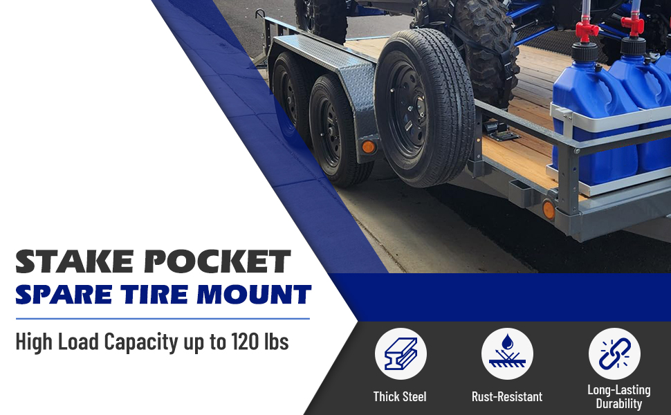 SPARKWHIZ Trailer Spare Tire Mount fits 2x4 Stake Pocket