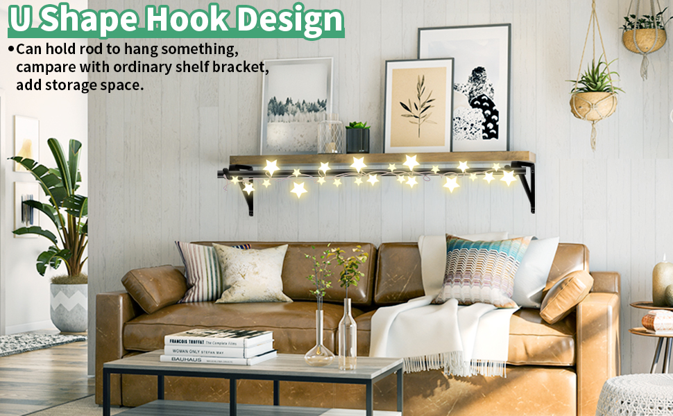 Closet Rod Bracket, Heavy Duty 3 Pack Closet Shelf Brackets Wall Mount Closet