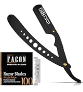 Facón Straight Razors for Men - Professional Barber Straight Edge Razor Kit with 100 Blades, Clas...