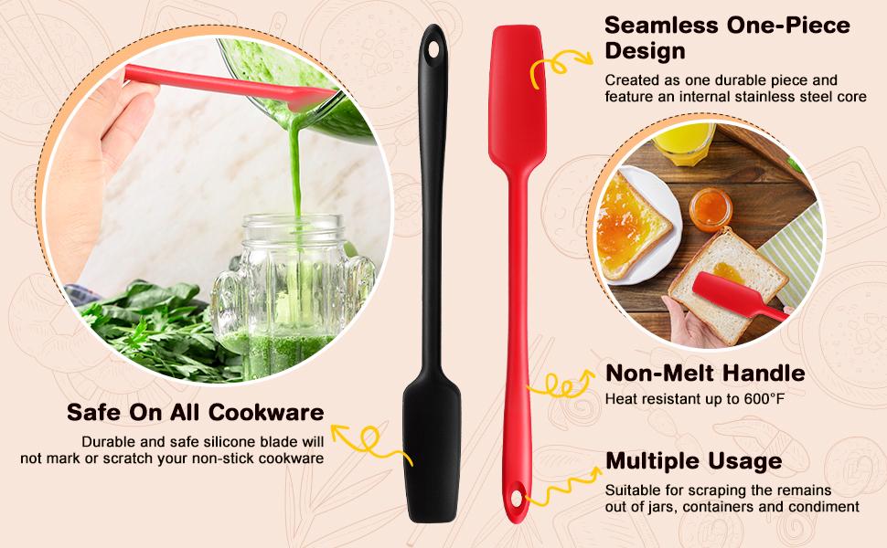 Long Handle Silicone Jar Spatula Kitchen Scraper Spatula