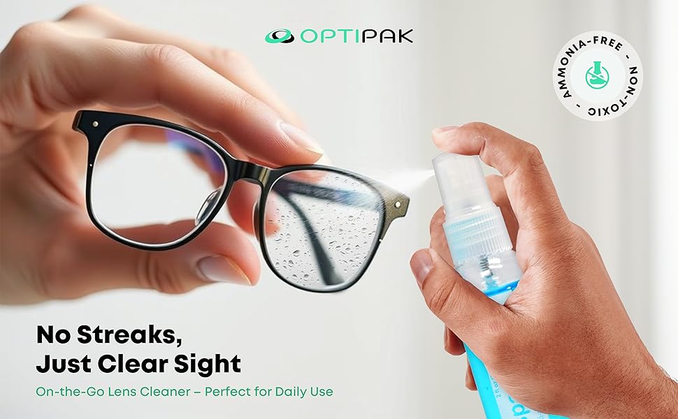 Eyeglass lens cleaner spray