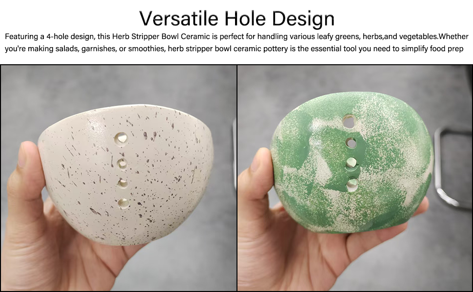 Handmade Pottery Herb Stripper Bowl 