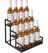Mustry 3-Tier Coffee Syrup Organizer, Wood and Metal, 12 Bottle Storage Shelves for Kitchen Coffe...
