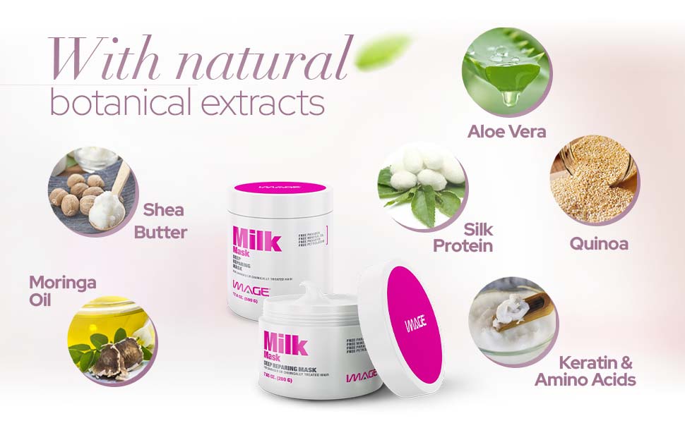 Milk Mask, Keratin Hair Damaged Hair Moisturizing Mask, Dull Hair, Split Ends, Breakage image hair