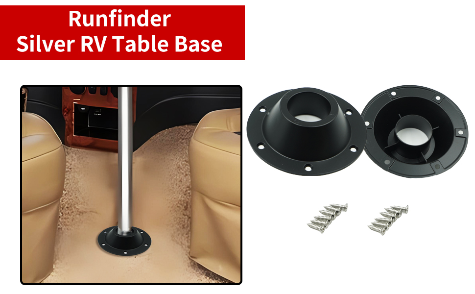 runfider 2 Pcs Black Camper Table Base Mount, Standard
