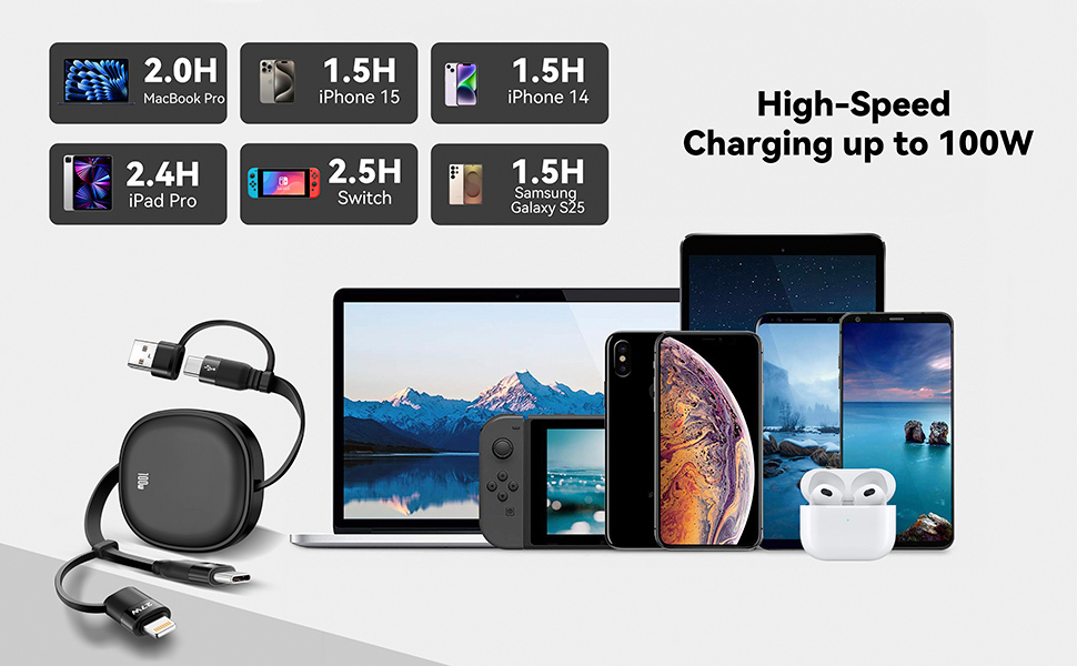 PD 100W high speed charging cable multiple charging cord phone charger cable data sync charger cable