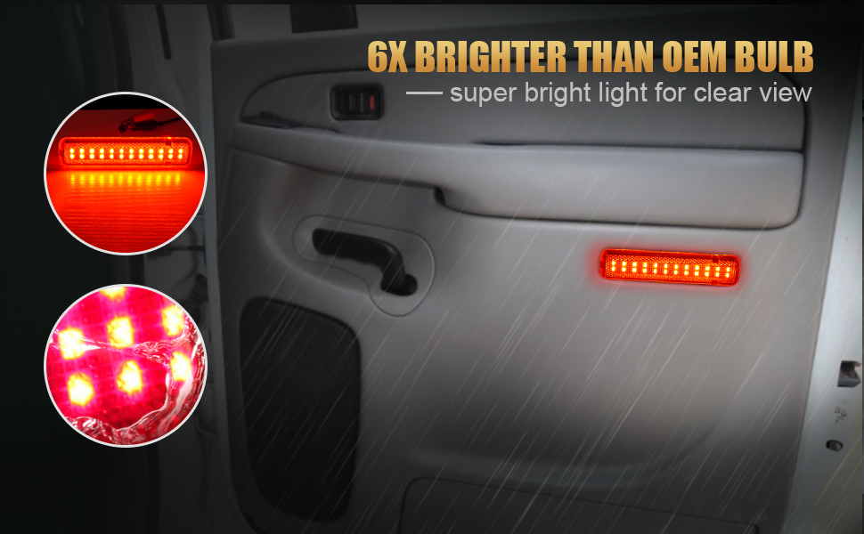 DLumina LED Rear Door Lights Interior Door Reflector Panel for Chevy Silverado GMC