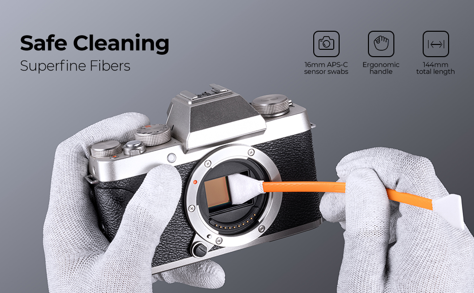 K&F Concept Double Tipped 16mm APSC Sensor Cleaning Swab*10 + 20ml