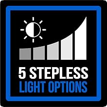 5 stepless light options