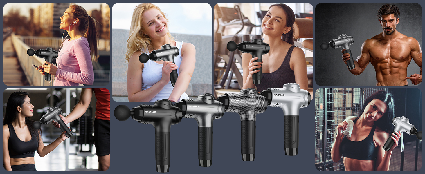 Ergonomic handheld massager for muscle relaxation, designed with multi-speed settings and percussive technology