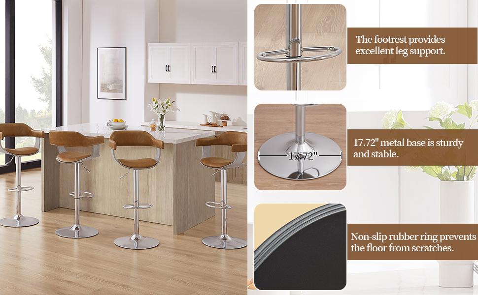 Art Leon Swivel Bar Stool, Mid Century Modern Faux Leather