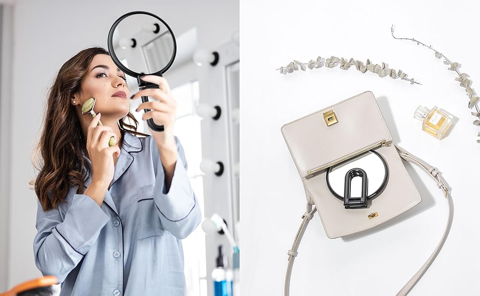 Beautifive Handheld Magnifying Mirror, 10X/1X Double Sided