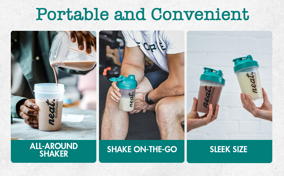 Neat Nutrition Protein Shaker Bottle, Easy to Use Shaker Bottle for