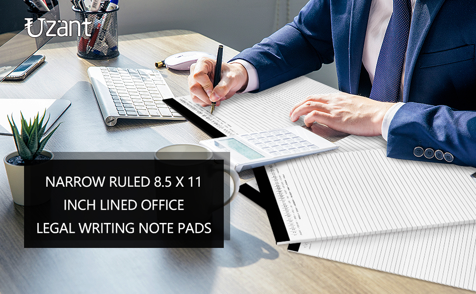 Uzant 4 Pack Legal Pads 8.5" x 11" Note Pads with Date on