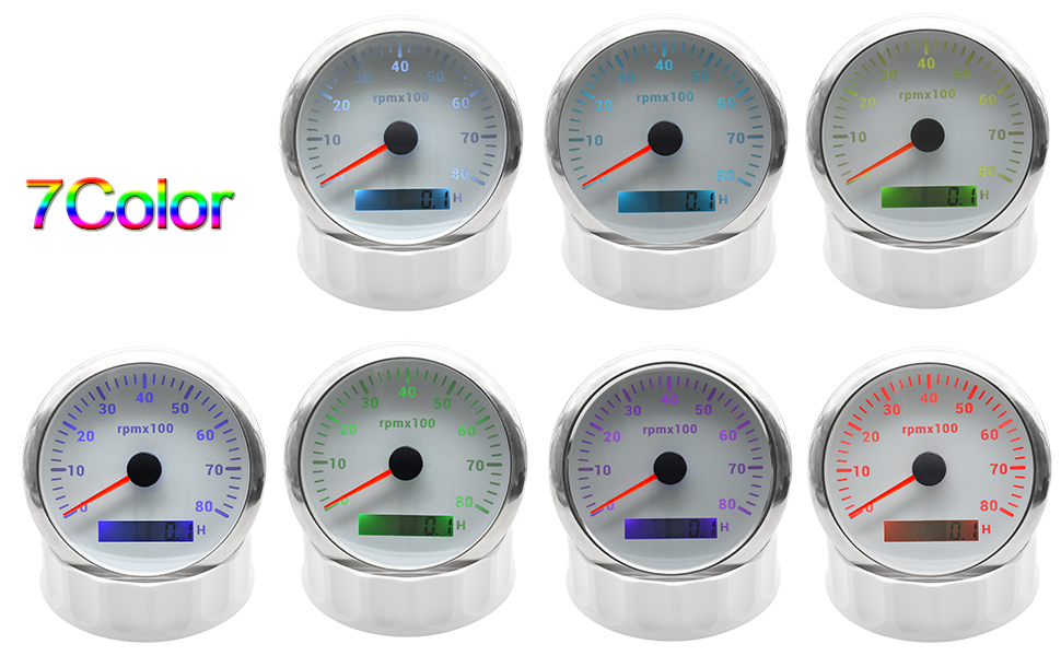 ARTILAURA Tachometer Gauge 7 Color 85mm 33/8" Tachometer