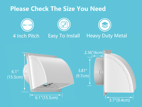 dryer vent cover outside 4 inch
