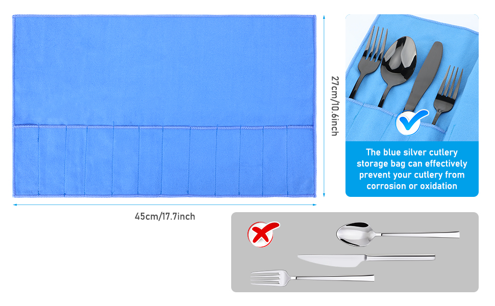 Anpress 8PCS Silver Flatware Storage Bags Anti Tarnish Flatware Storage