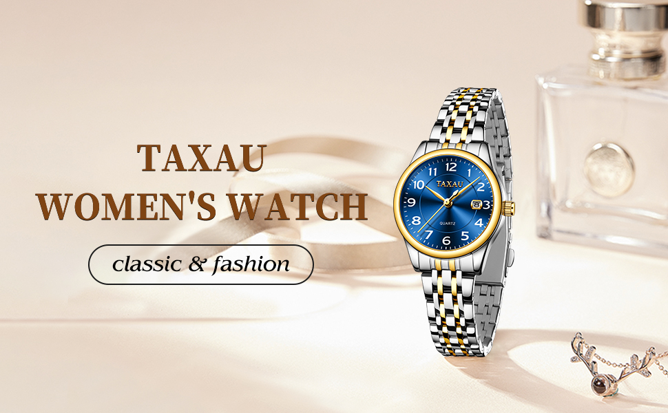 Taxau Womens Watch with Stainless Steel Strap - Quartz Analog Wrist Watch Waterproof - Fashion Ladies Dress Watches for Ladies 10 fashion watch