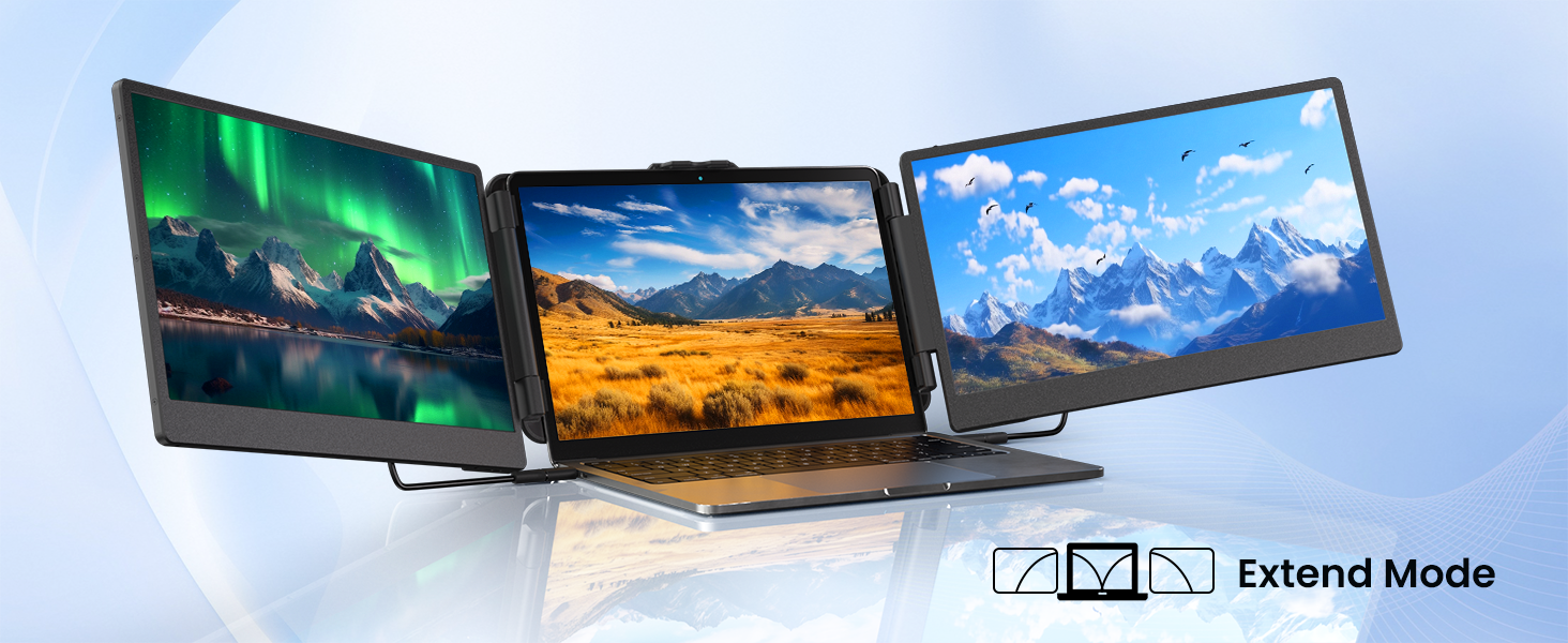 triple laptop screen extender monitor 14 inch
